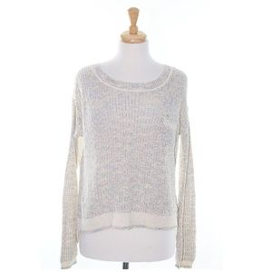 Free People Small Beige Long Sleeve Sweater Crew